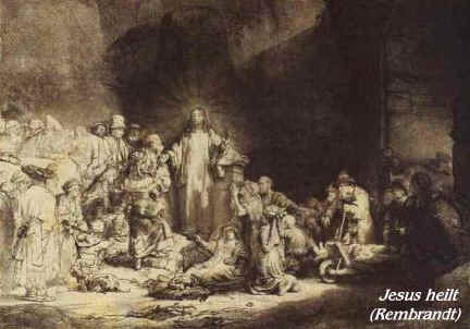 Jesus heilt - eine Radierung von REMBRANDT